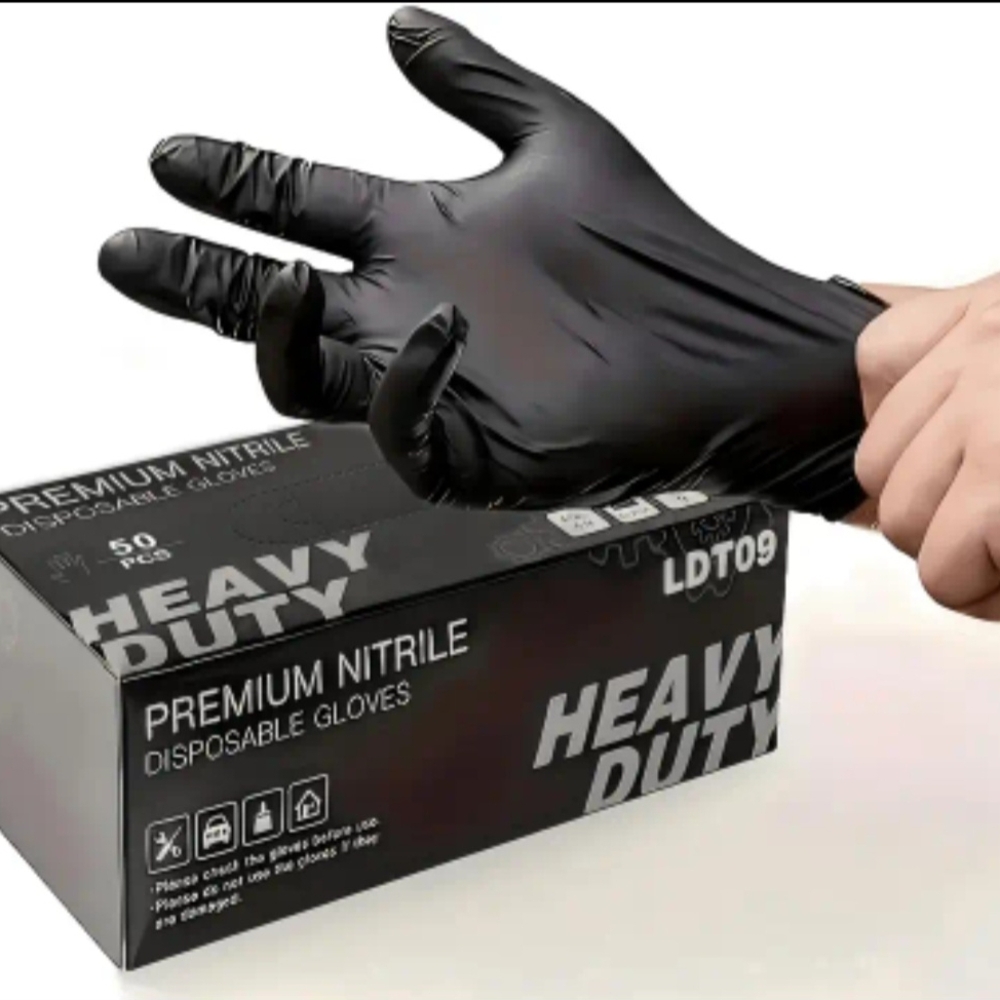 Heavy Duty Black Nitrile Gloves